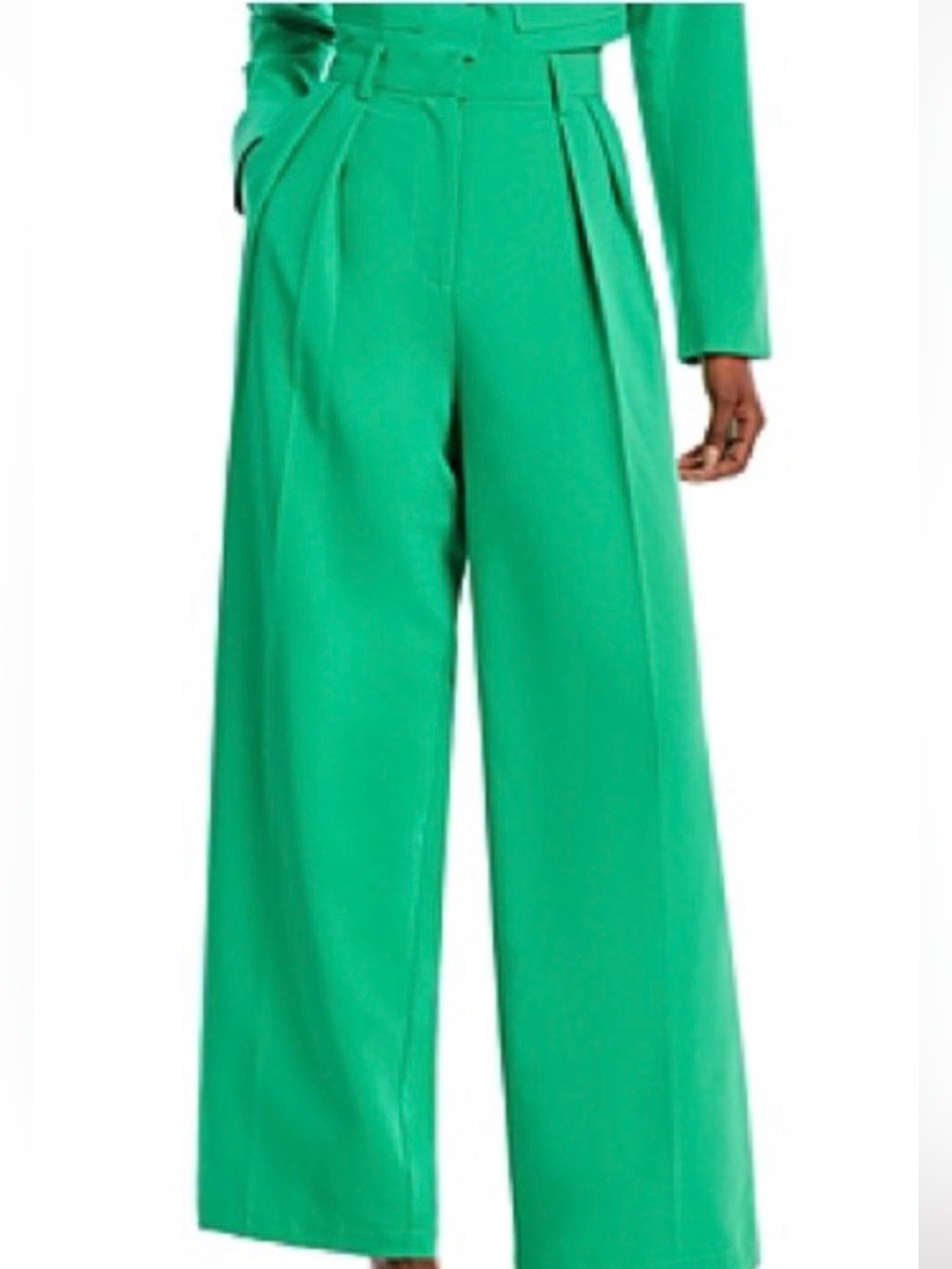 Aqua Bright Green High-Waist Wide Leg Pants